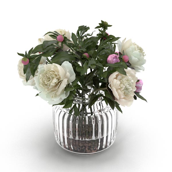 Cream_Peonies_Ribbed_Glass_Vase_2