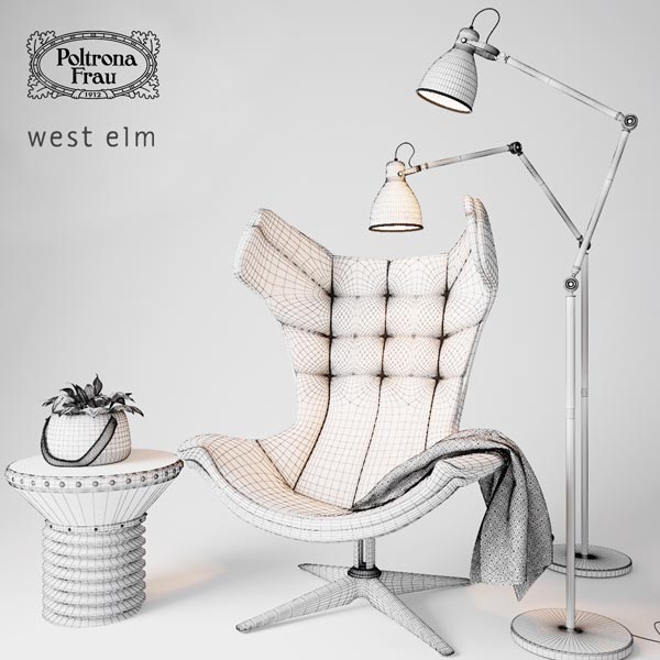 Armchair with decor wireframe - Copy