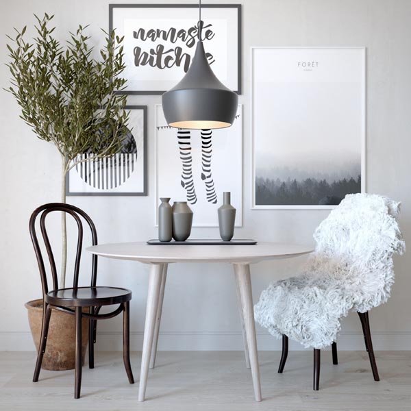 Big Set with TOM DIXON Lamp, Thonet Chairs and Olive Tree PRO