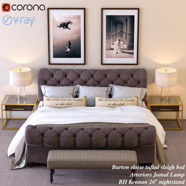 Burton eloise tufted sleigh bed_1