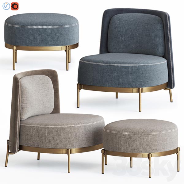 Minotti Tape Armchair Ottoman