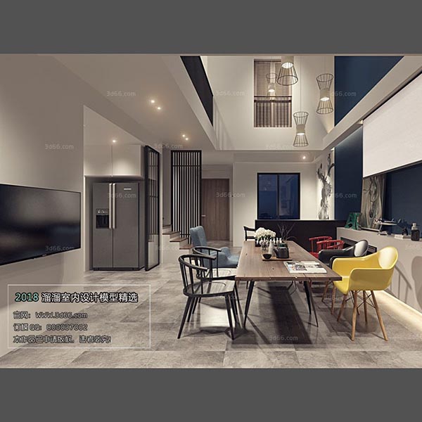 مدل سه بعدی صحنه آماده ناهارخوری 040