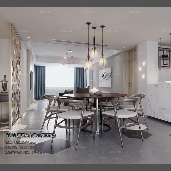 مدل سه بعدی صحنه آماده ناهارخوری 055